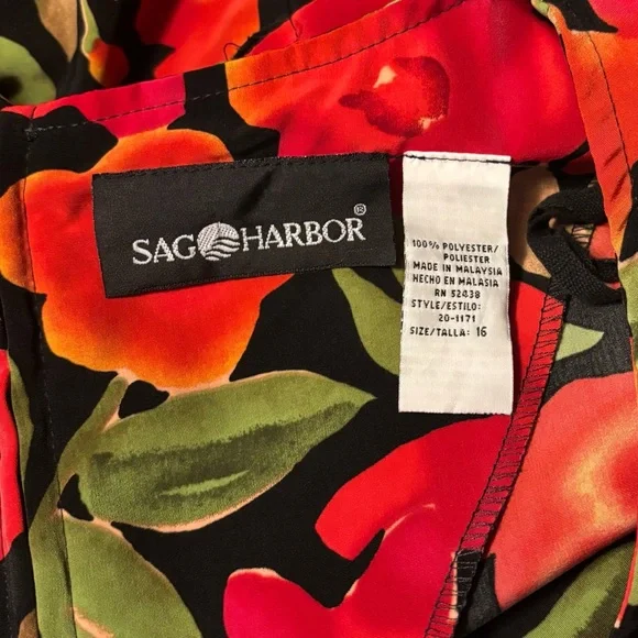 vibrant 90s floral faux wrap style dress, size 16 - Picture 6 of 7